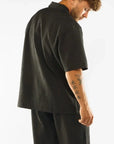 Pleated Satin Shirt - Black