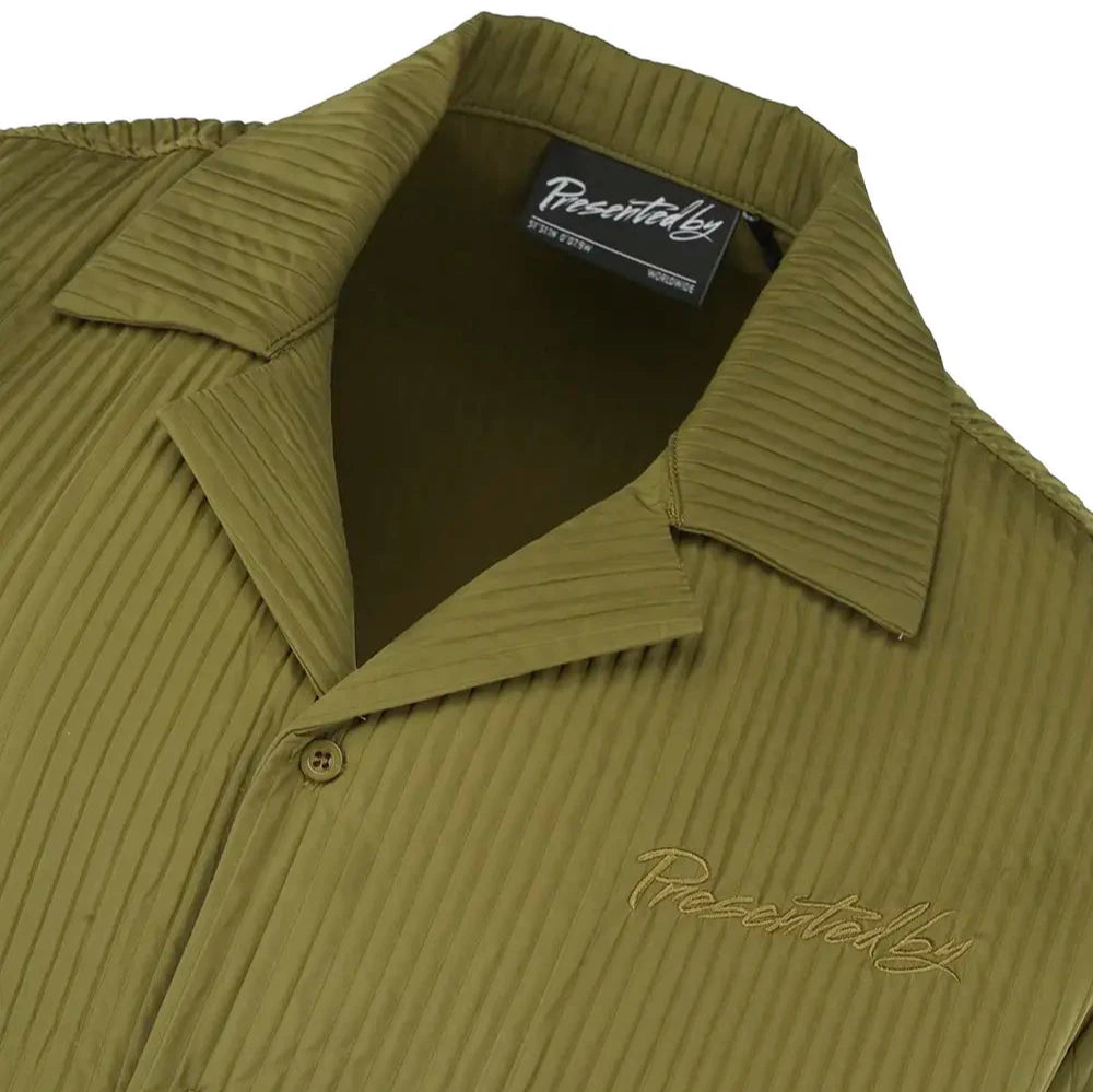 Pleated Satin Shirt - Khaki