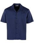 Pleated Satin Shirt - Navy