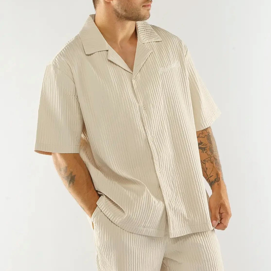 Pleated Satin Shirt - Off White