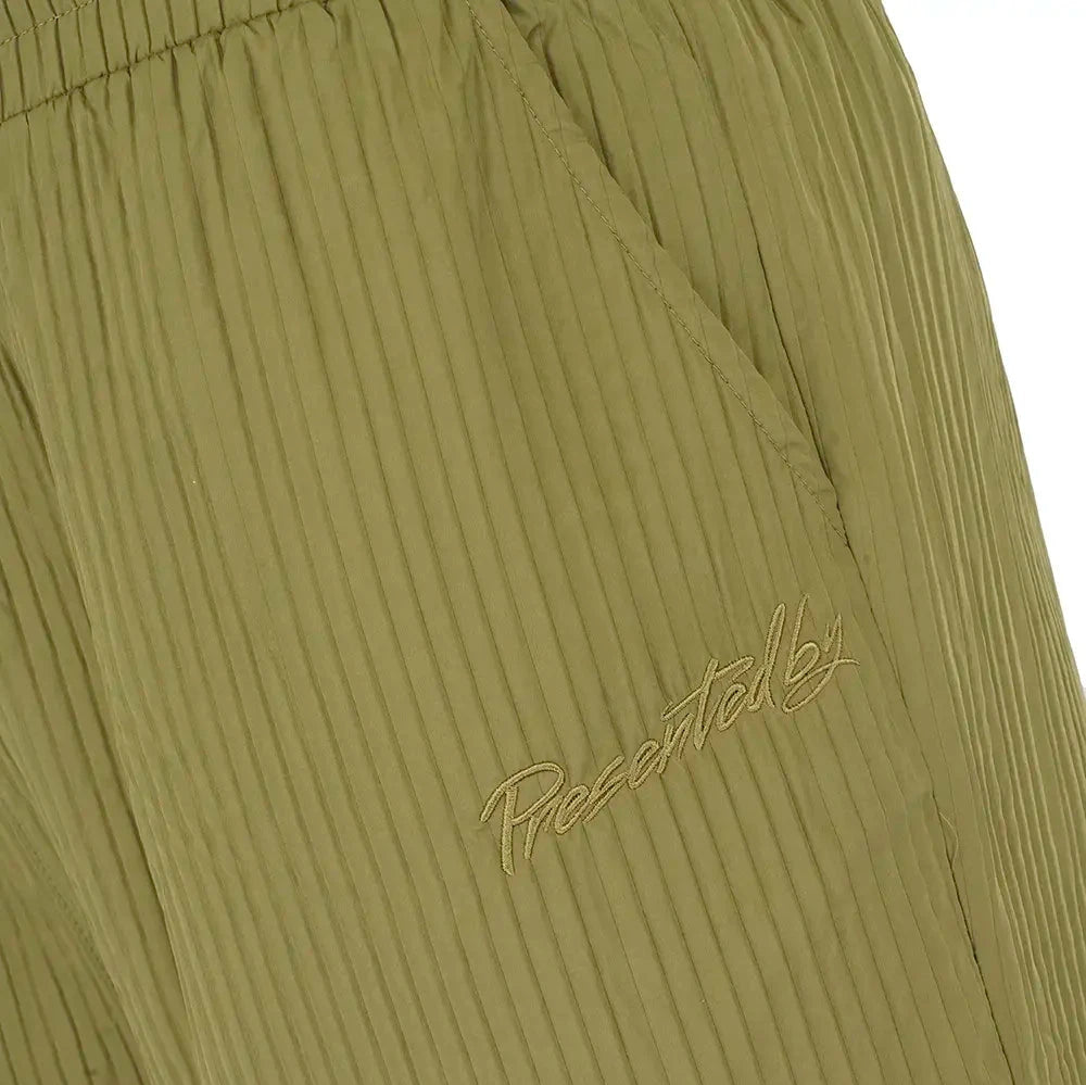 Pleated Satin Short - Khaki