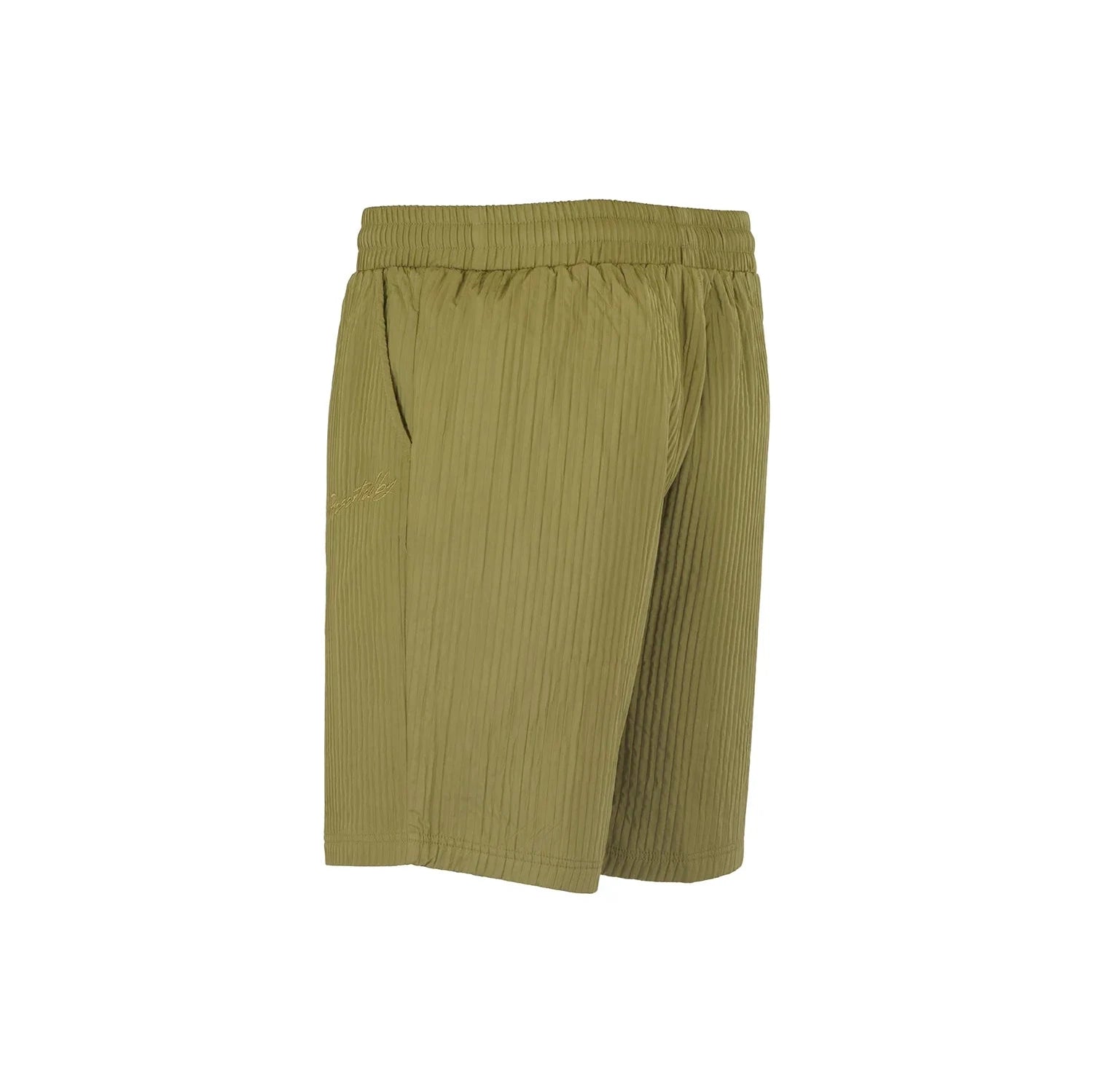 Pleated Satin Short - Khaki