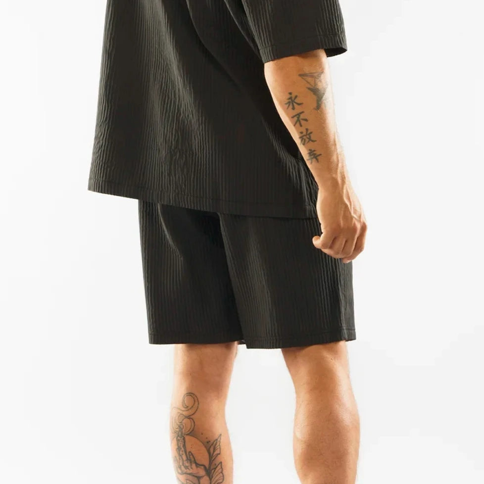 Pleated Satin Short - Black